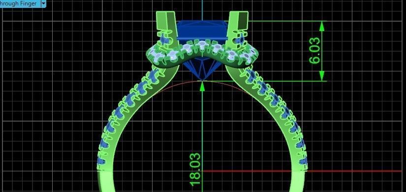 engagement ring and earrings set with a large radiant stone 3D Model Collection_22