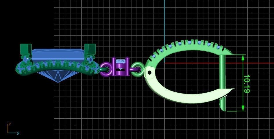 engagement ring and earrings set with a large radiant stone 3D Model Collection_10