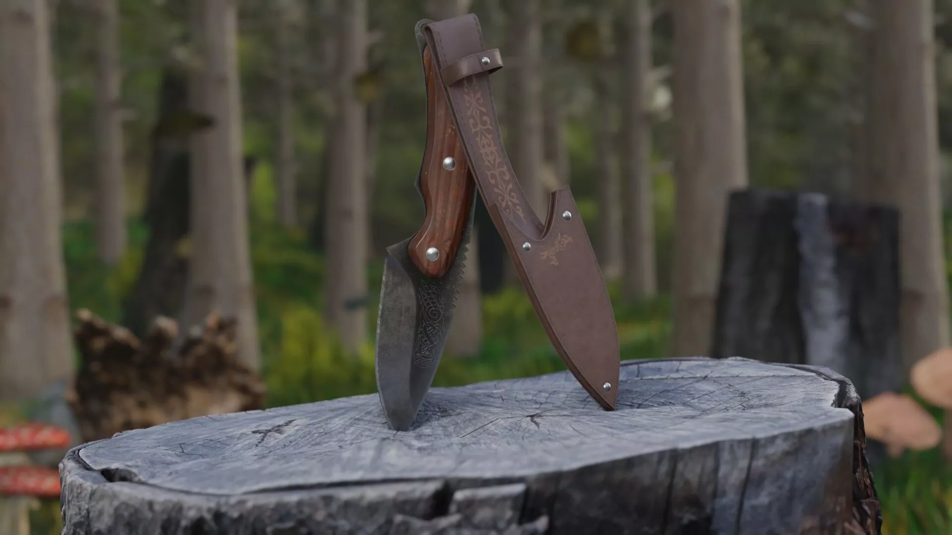 Huntsman knife Low-poly 3D model