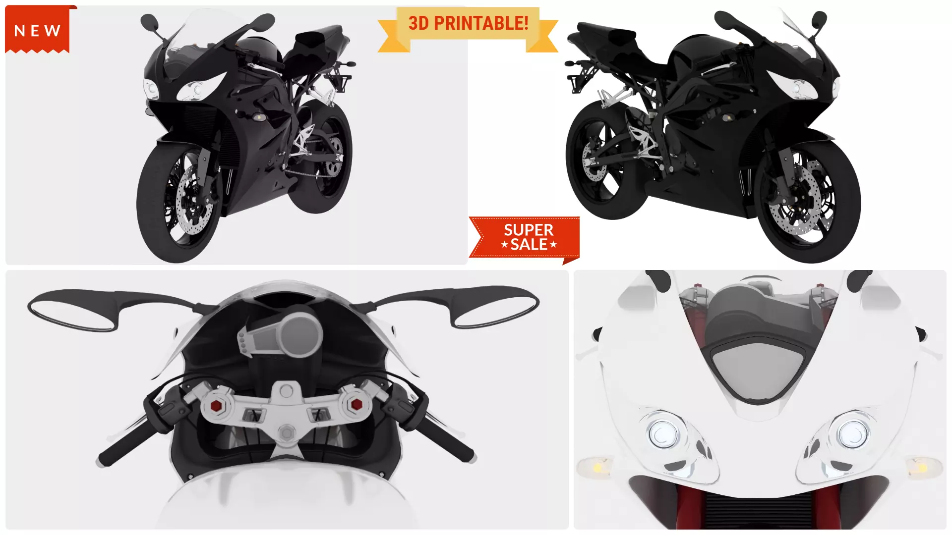 NEW RACING MOTORCYCLE - 2 in 1 AWESOME PACK Low-poly 3D model