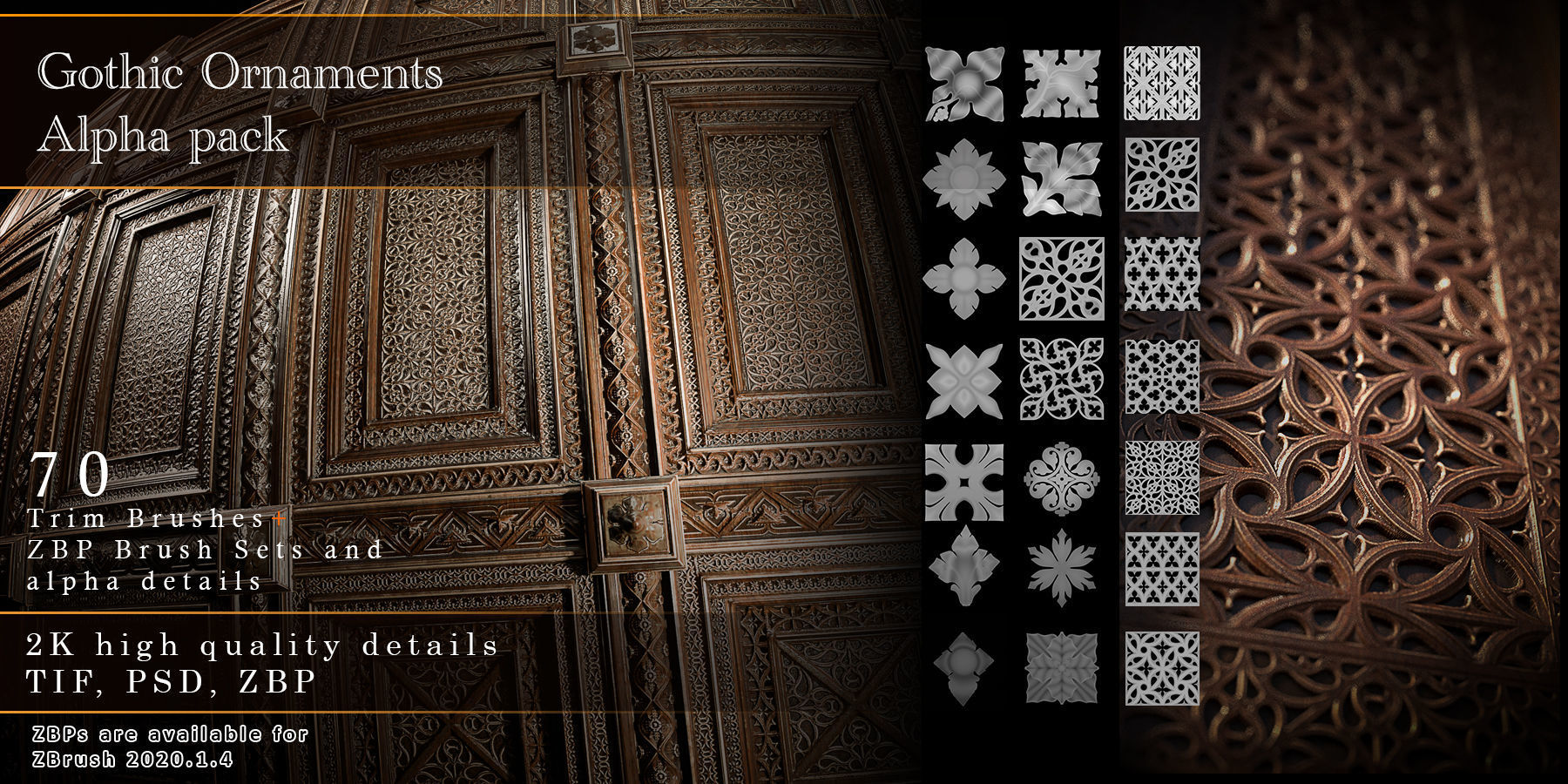 Gothic Ornaments Alpha and Obj Pack 3D Model Collection_4