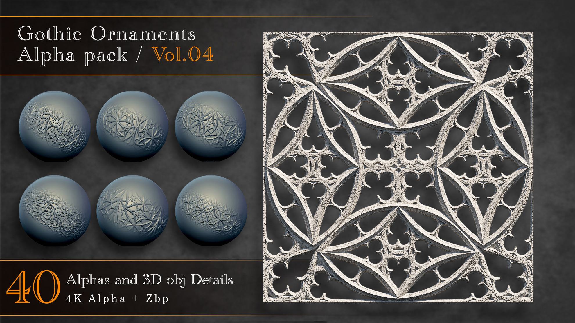 Gothic Ornaments Alpha and Obj Pack 3D Model Collection_8
