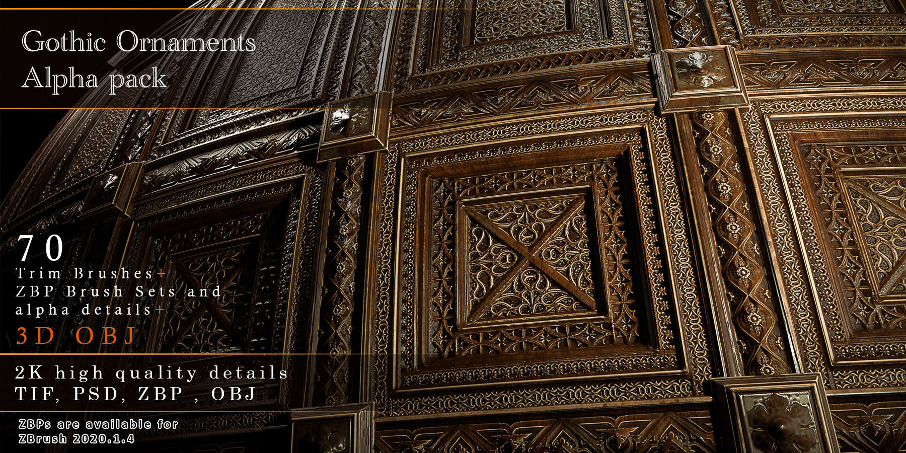 Gothic Ornaments Alpha and Obj Pack 3D Model Collection_5