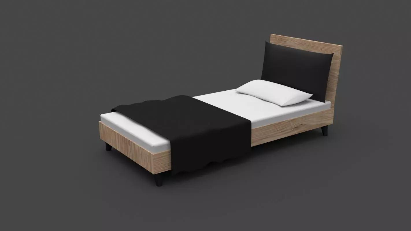 wooden bed 3D print model_0