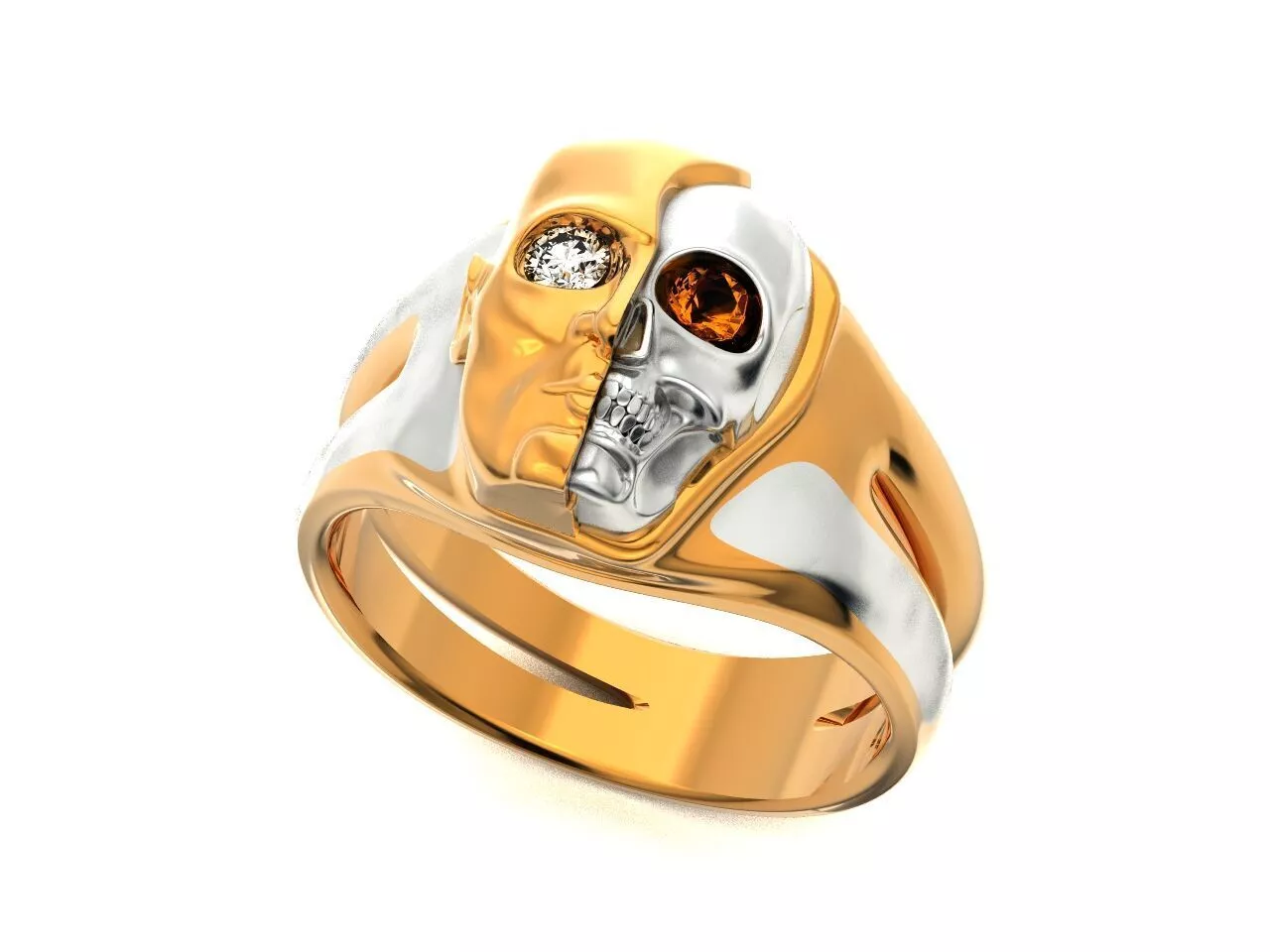 signet man ring half face and half skull 303 3D print model