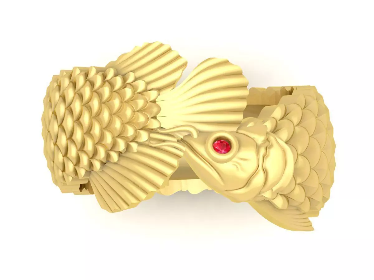 Arowana ring Fish Ring 3632 3D print model_0