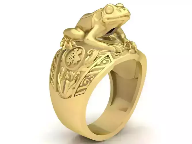 Fengshui Lucky 24k Frog Ring 3633 STL 3D Model 3D print model