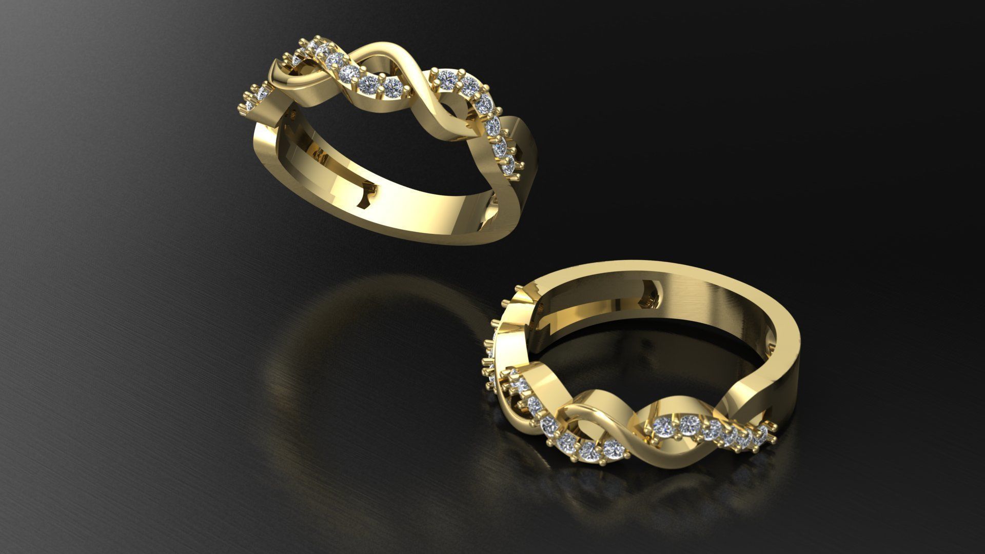 Diamond Infinity Ring 3D Model 3D print model_1