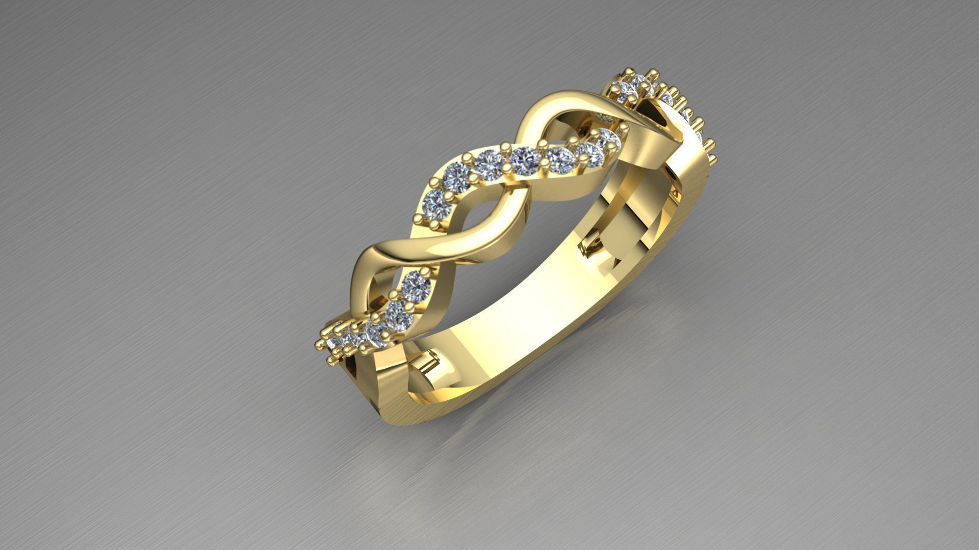 Diamond Infinity Ring 3D Model 3D print model_4