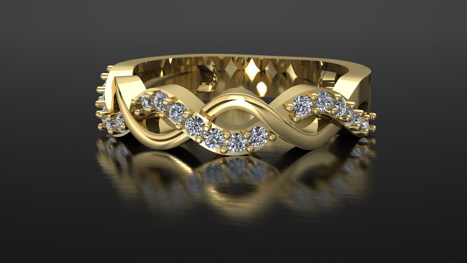 Diamond Infinity Ring 3D Model 3D print model_2
