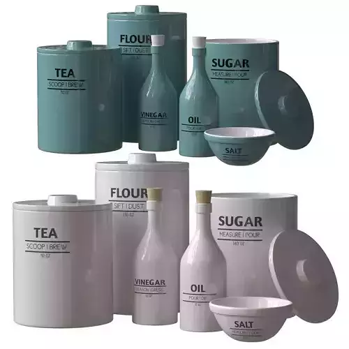 Utility Stoneware Kitchen Canisters 3D model