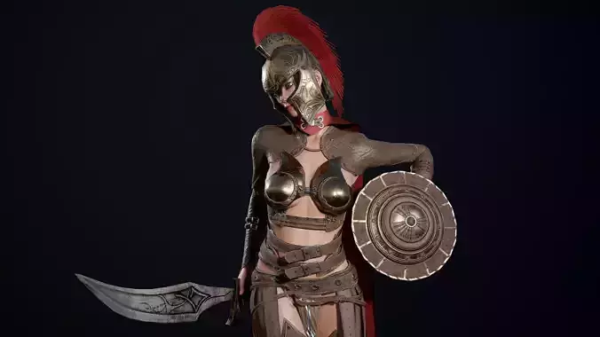 Gladiator Girl Low-poly 3D model