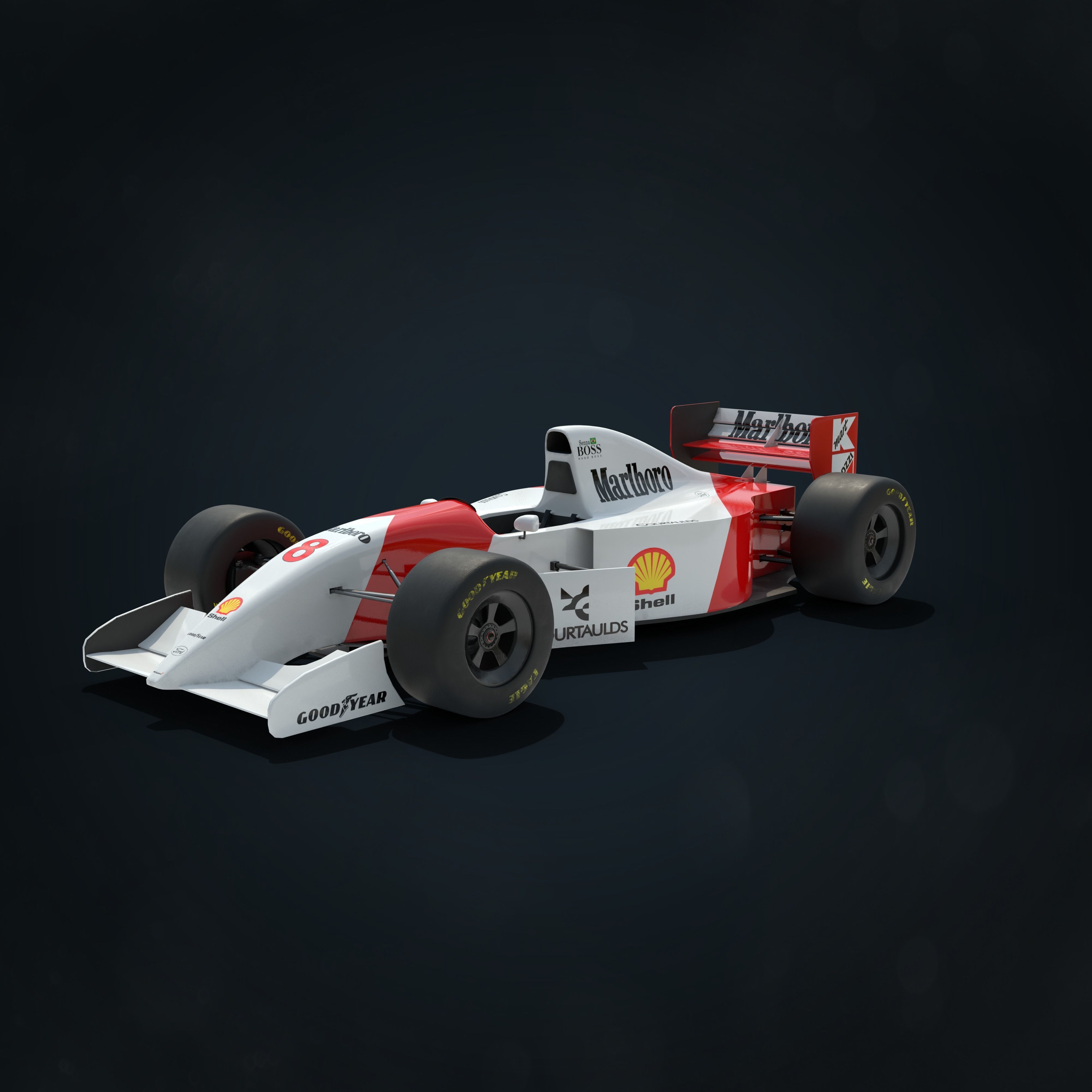 F1 McLaren Mp4-8 Low-poly 3D model_6
