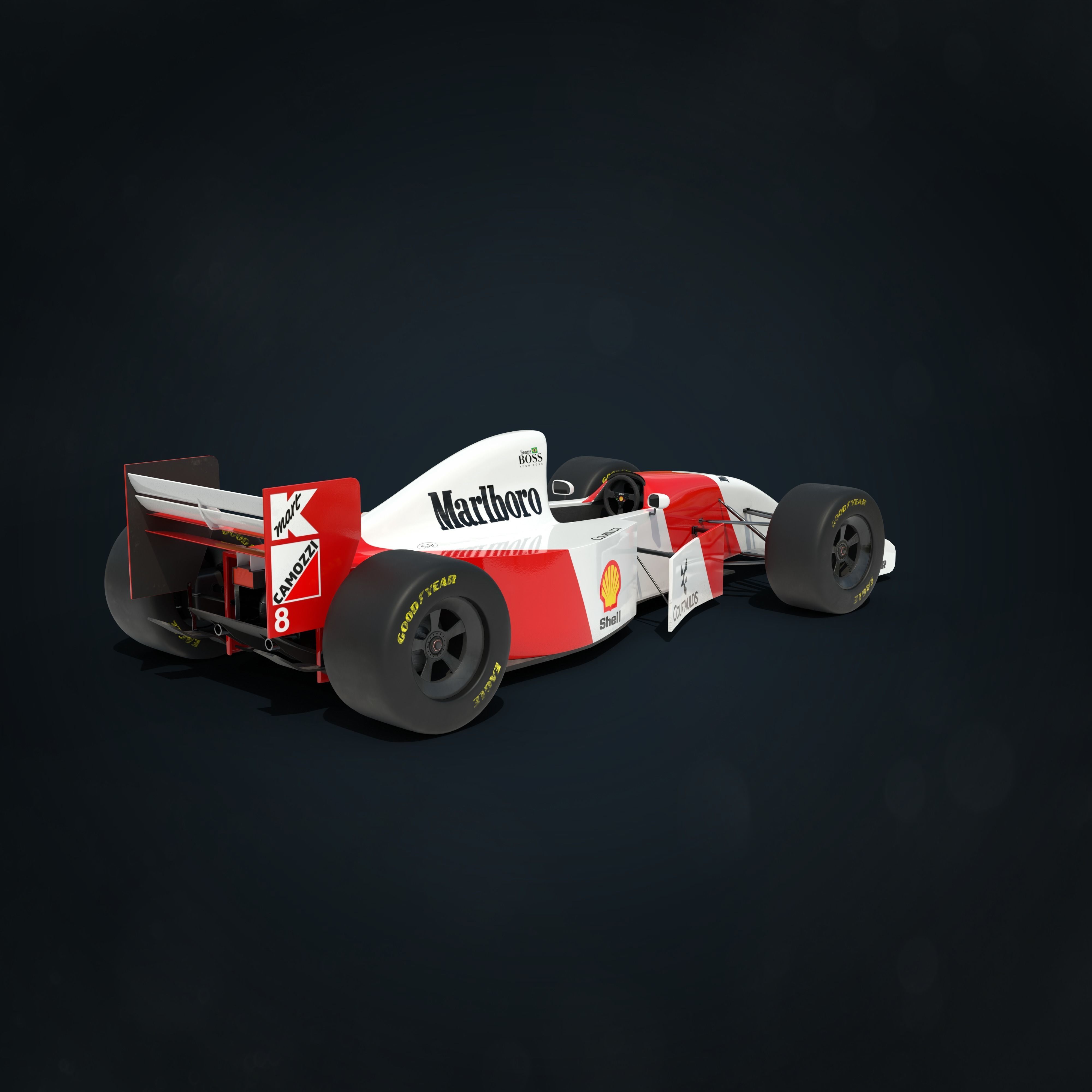 F1 McLaren Mp4-8 Low-poly 3D model_3
