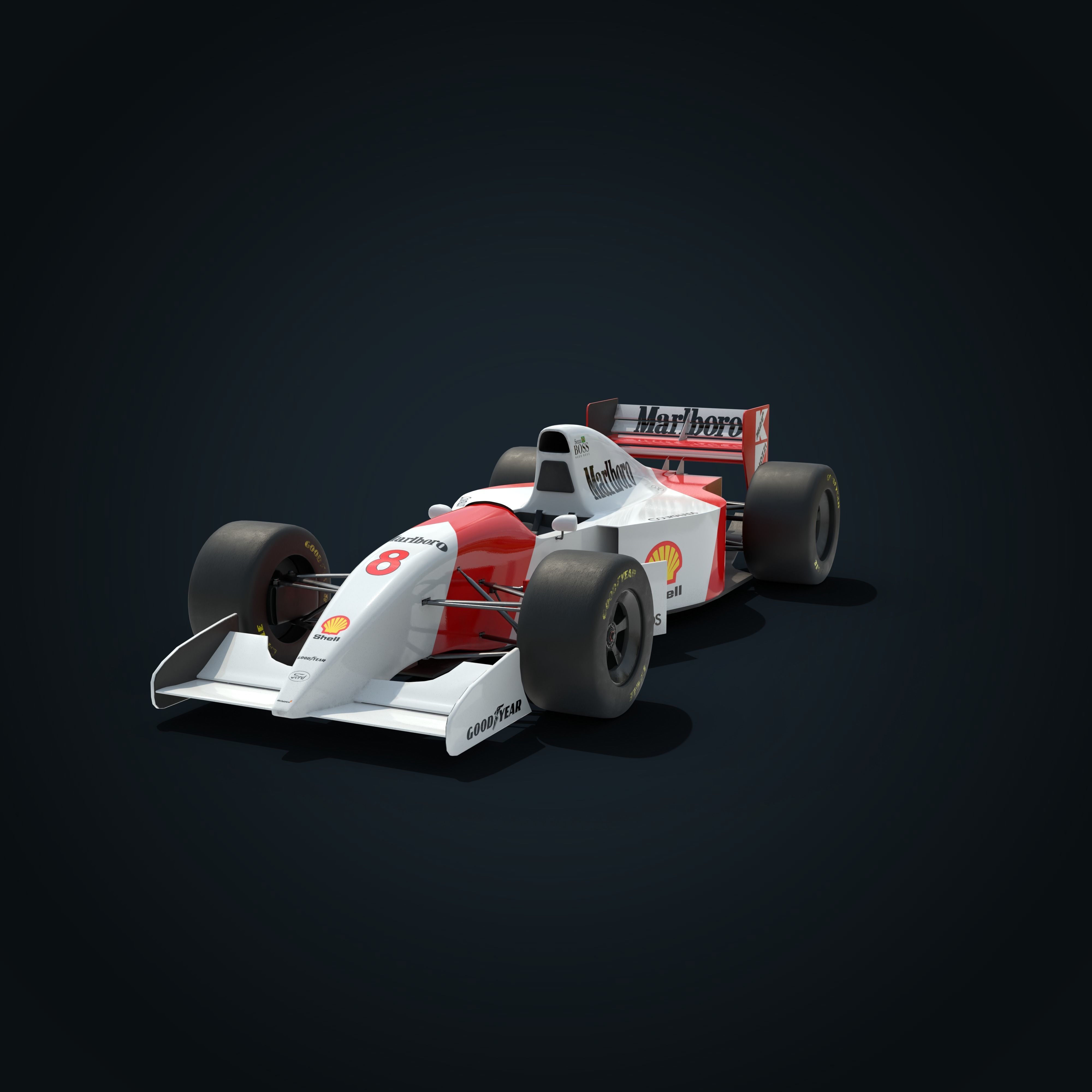 F1 McLaren Mp4-8 Low-poly 3D model_7