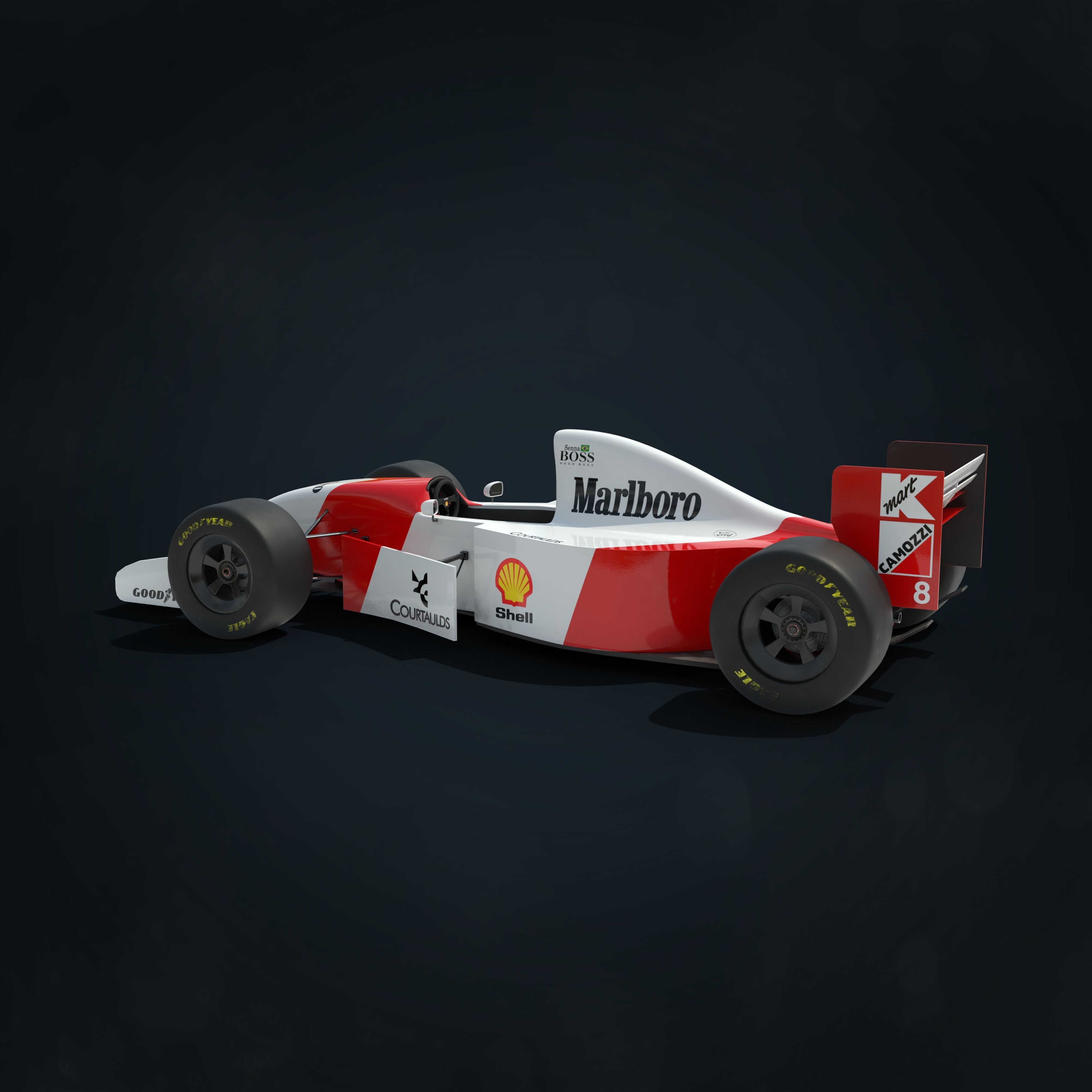 F1 McLaren Mp4-8 Low-poly 3D model_5