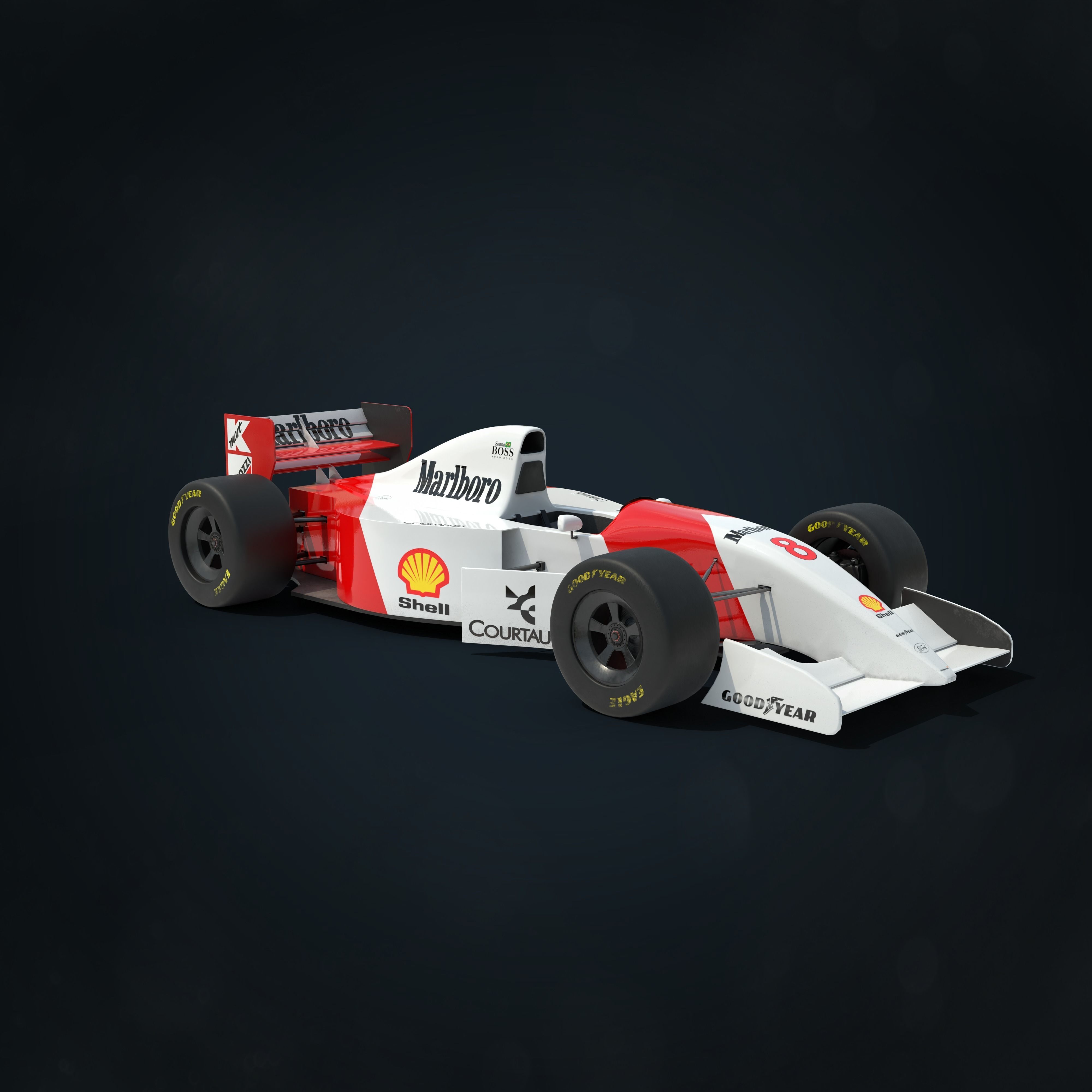 F1 McLaren Mp4-8 Low-poly 3D model_4