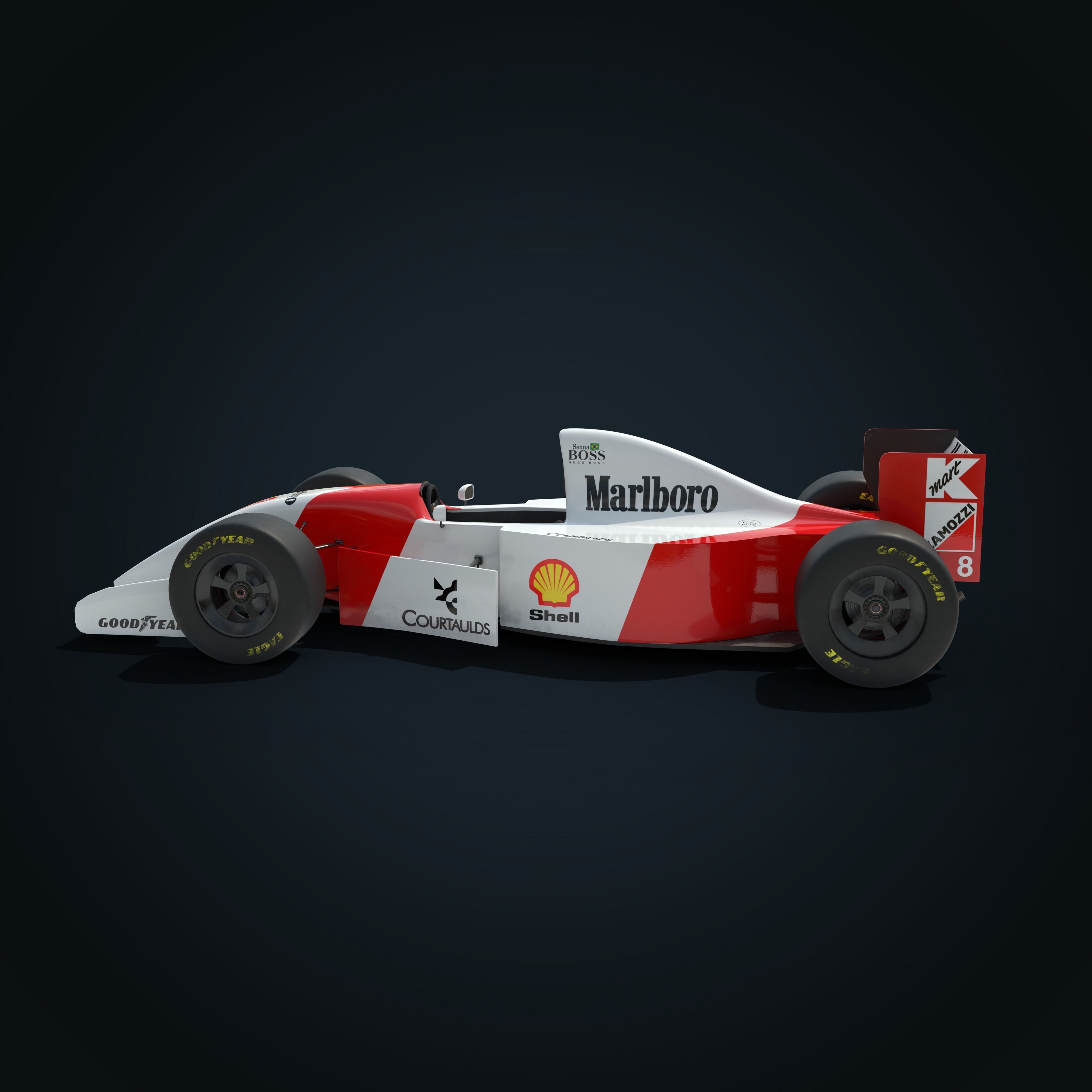 F1 McLaren Mp4-8 Low-poly 3D model_8