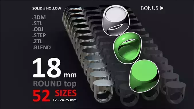 18 mm Signet ring Pack 3D print model