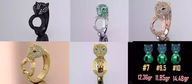 Panther ring with diamonds 3D model