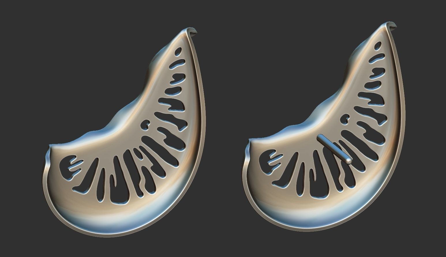 Junonia seashell earring pre supported file included 3D print model_3