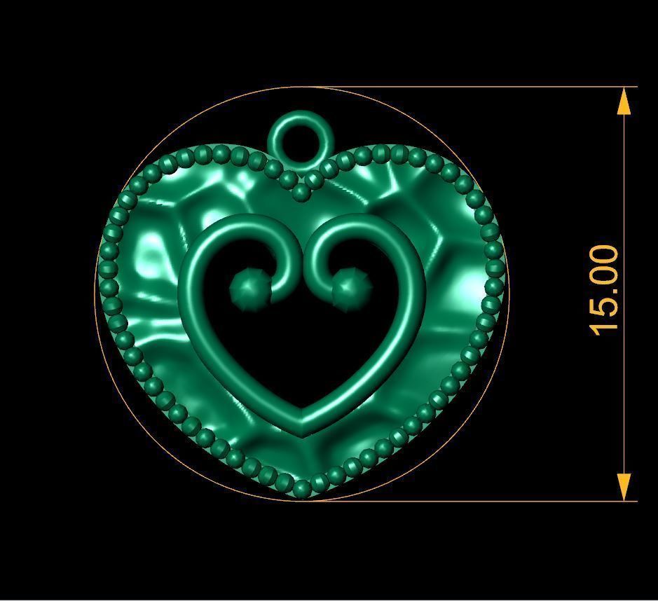 Heart Coin Necklace 3D print model_1
