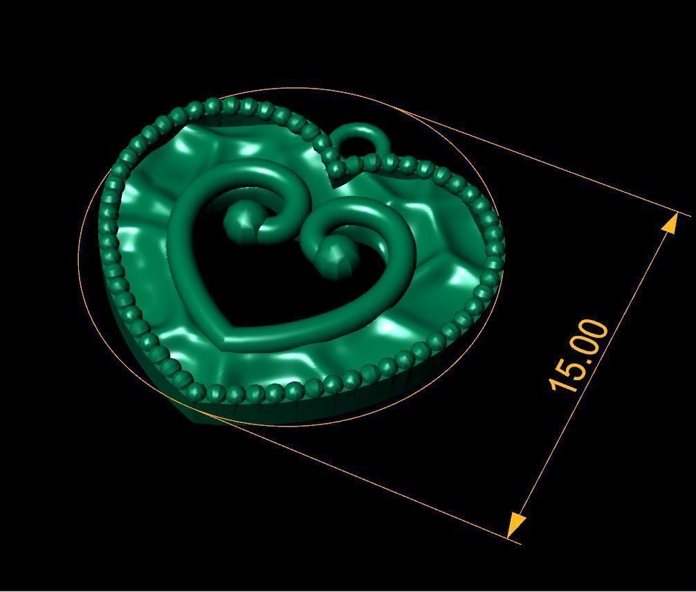 Heart Coin Necklace 3D print model_2