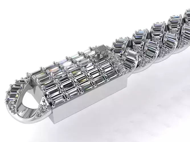 cuban bracelet baguette stone 416