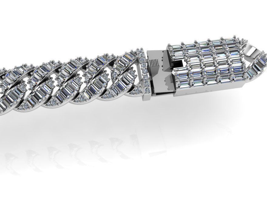 cuban bracelet baguette stone 416 3D print model_3