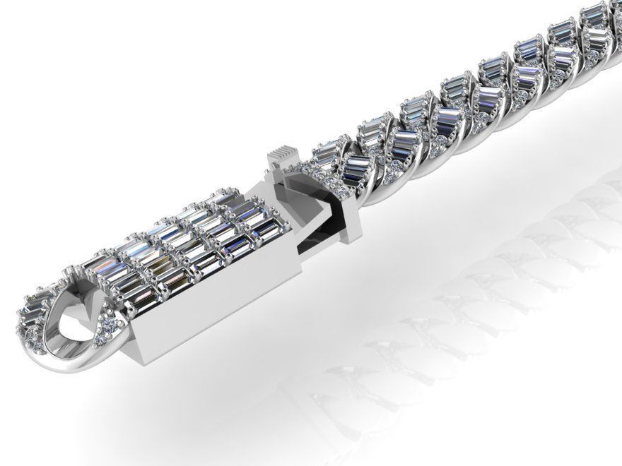 cuban bracelet baguette stone 416 3D print model_2