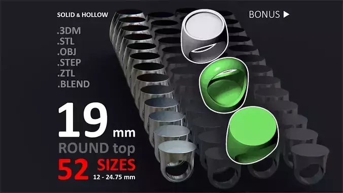 19 mm Signet ring Pack 3D print model