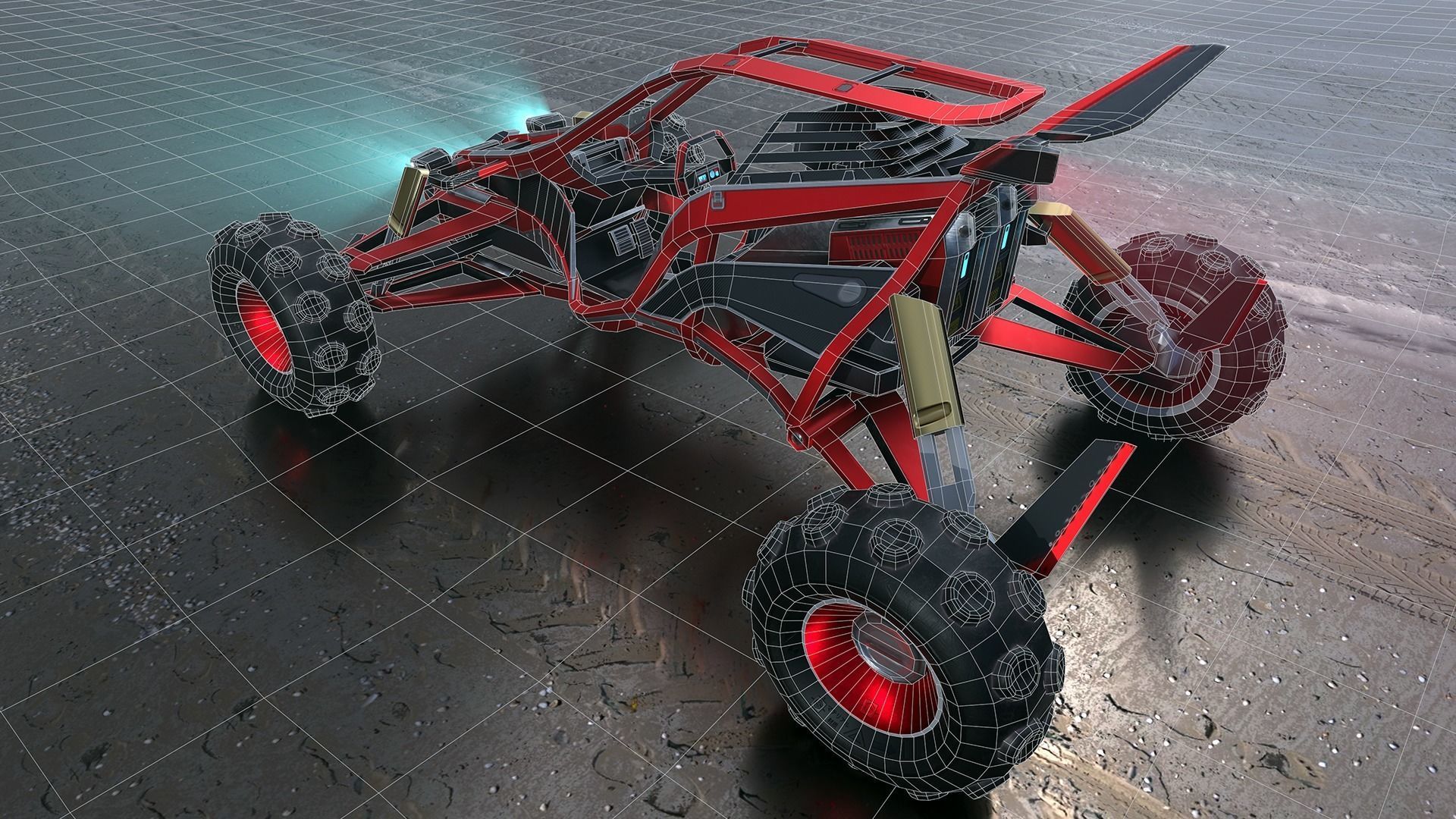Sci-fi Buggy Car Low-poly 3D model_5