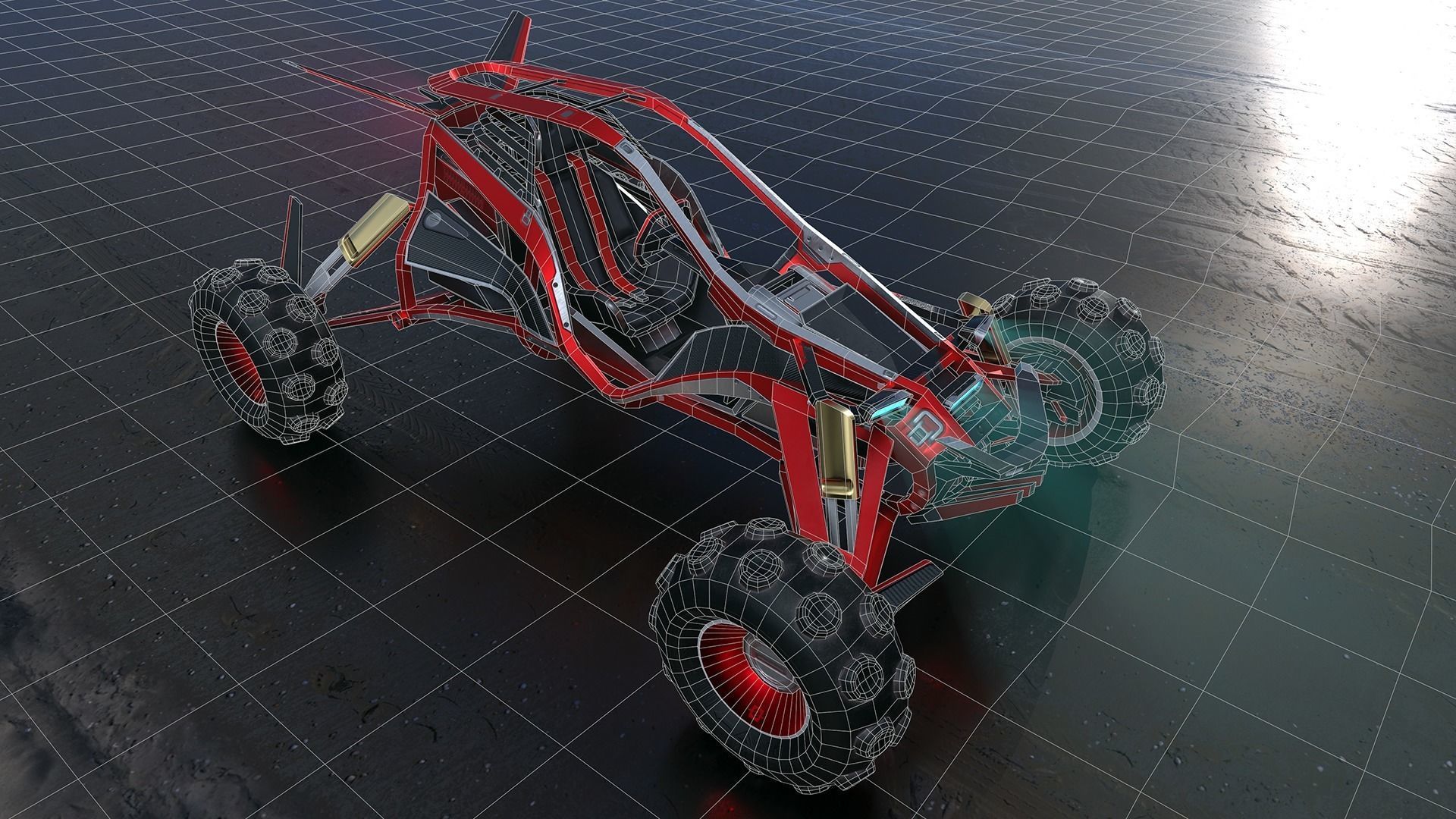 Sci-fi Buggy Car Low-poly 3D model_3