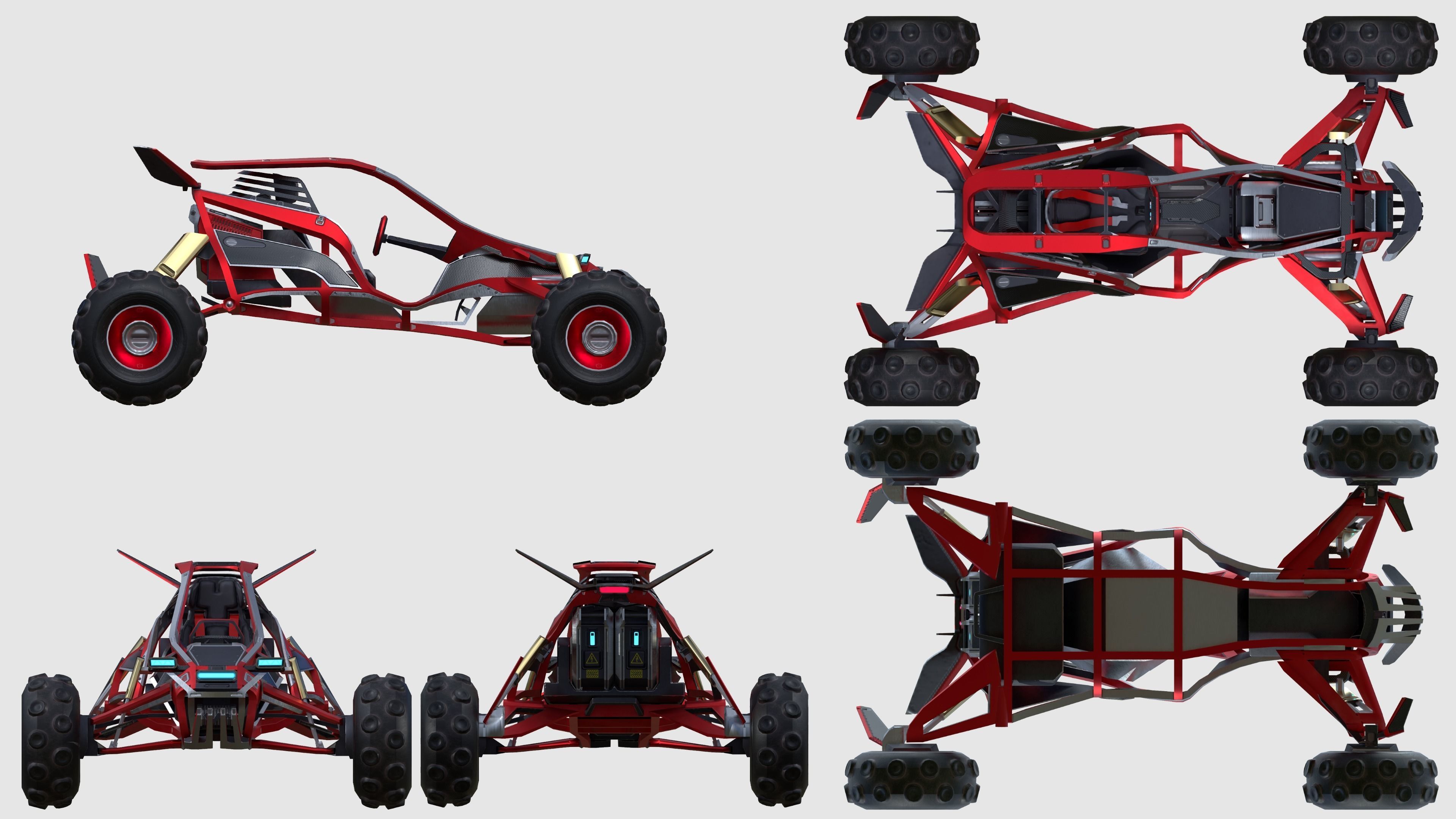 Sci-fi Buggy Car Low-poly 3D model_7