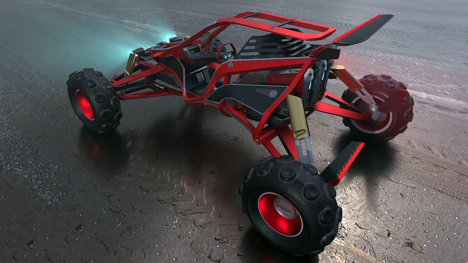 Sci-fi Buggy Car Low-poly 3D model_4