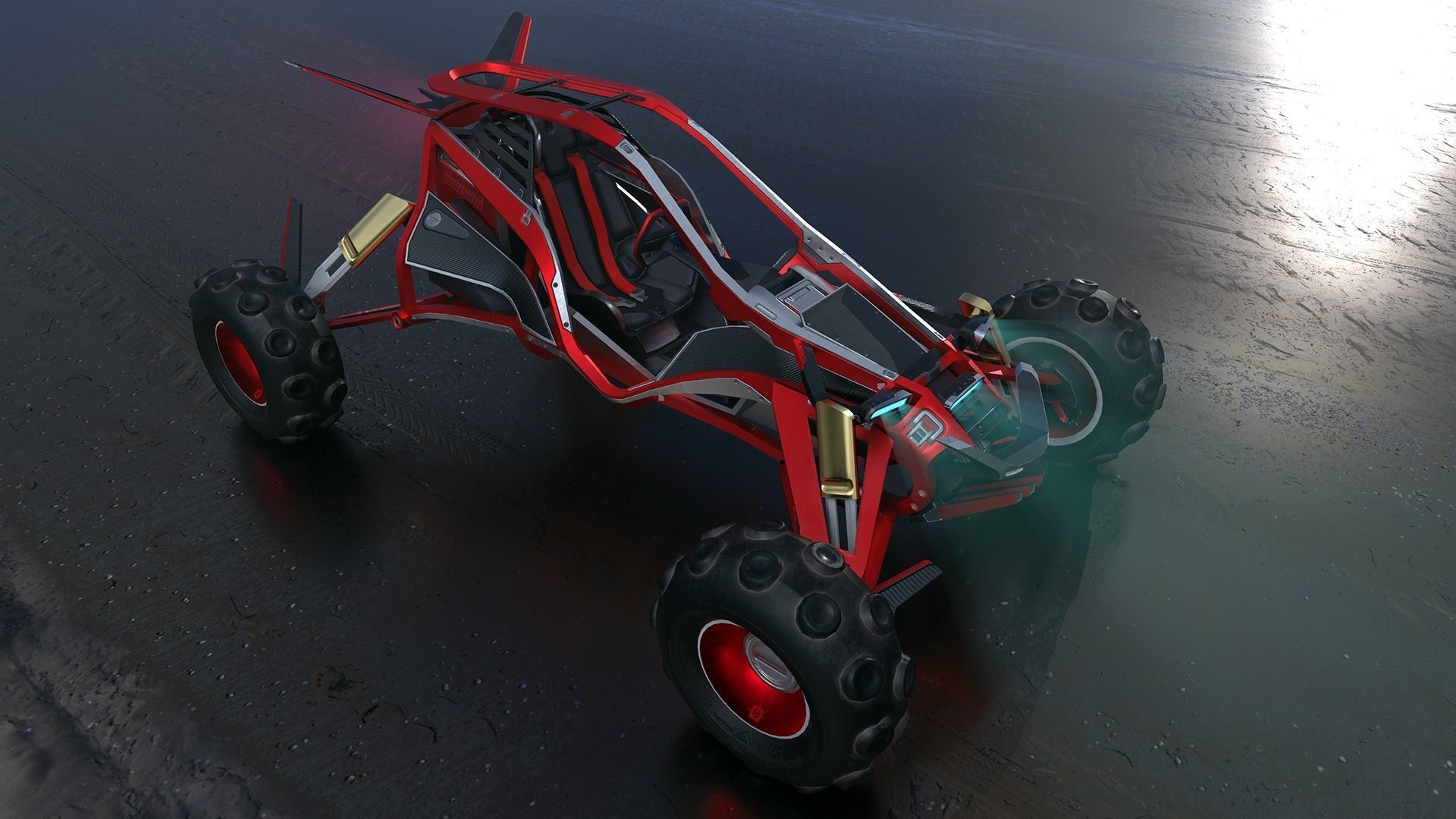 Sci-fi Buggy Car Low-poly 3D model_2