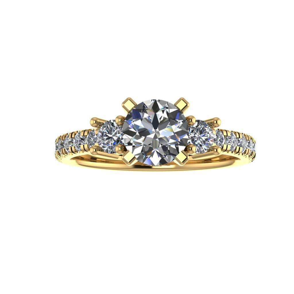 3 stone round ring with shanq stons 0058 3D print model_3