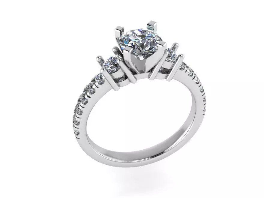 3 stone round ring with shanq stons 0058 3D print model_0