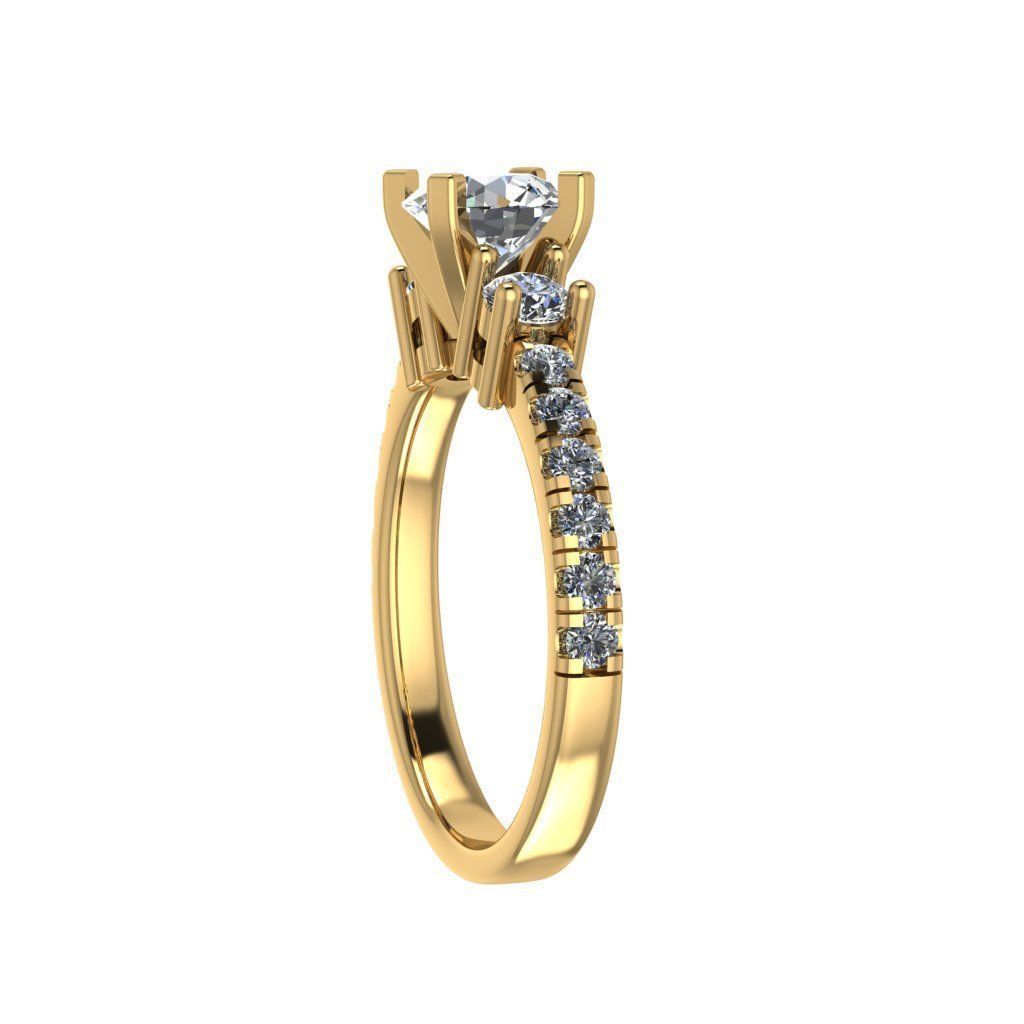 3 stone round ring with shanq stons 0058 3D print model_2