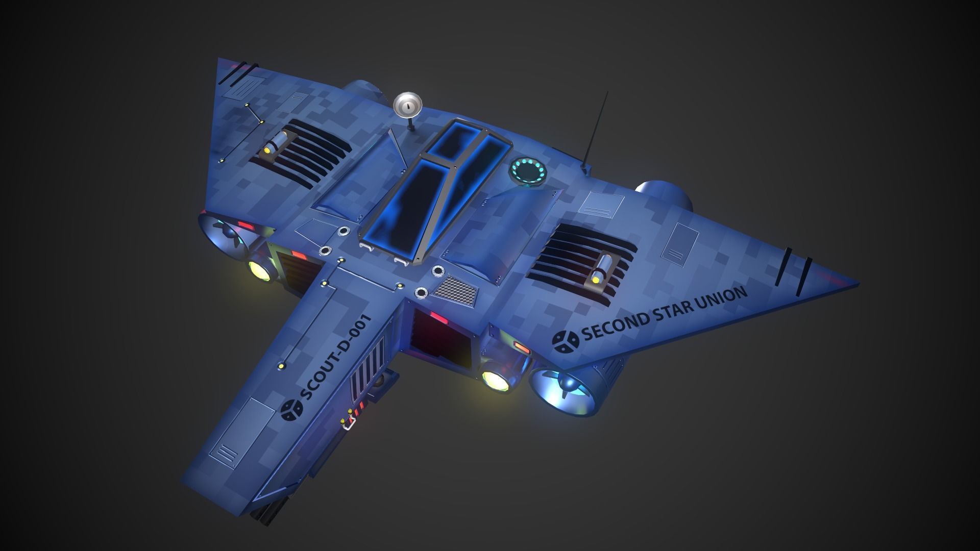 Small reconnaissance starship Scout-D-001 3D model_8