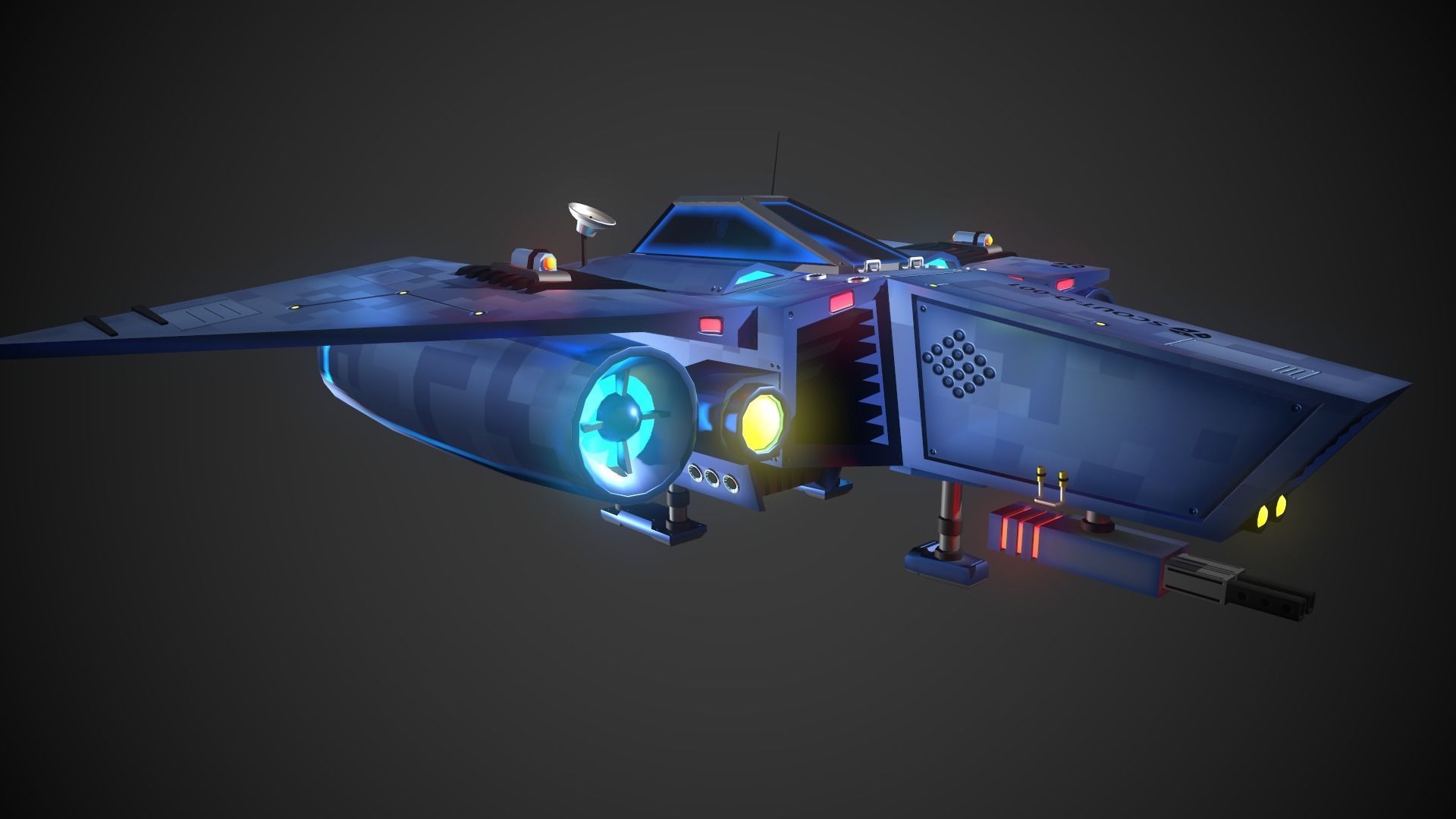 Small reconnaissance starship Scout-D-001 3D model_3
