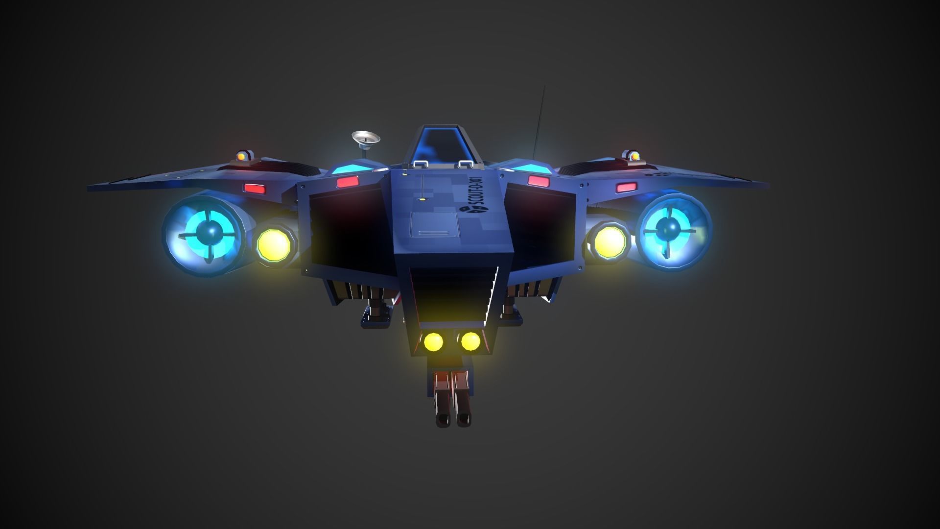 Small reconnaissance starship Scout-D-001 3D model_2