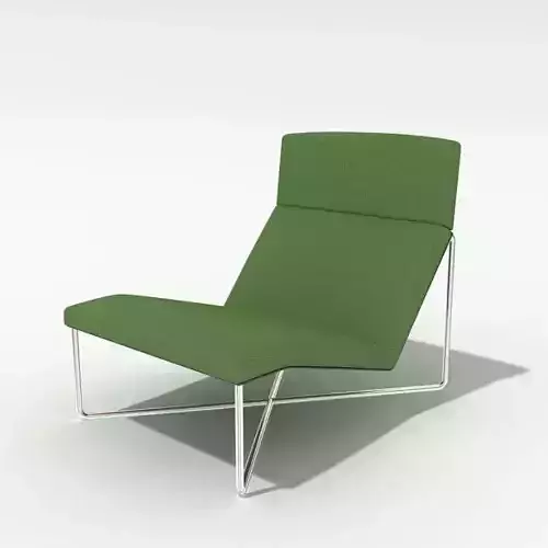 White Metal With Green Cushion Chair