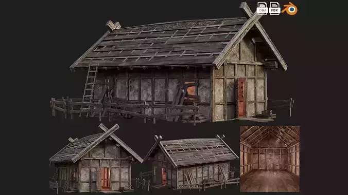 Old Medieval Building House 4K Textures GameReady 53