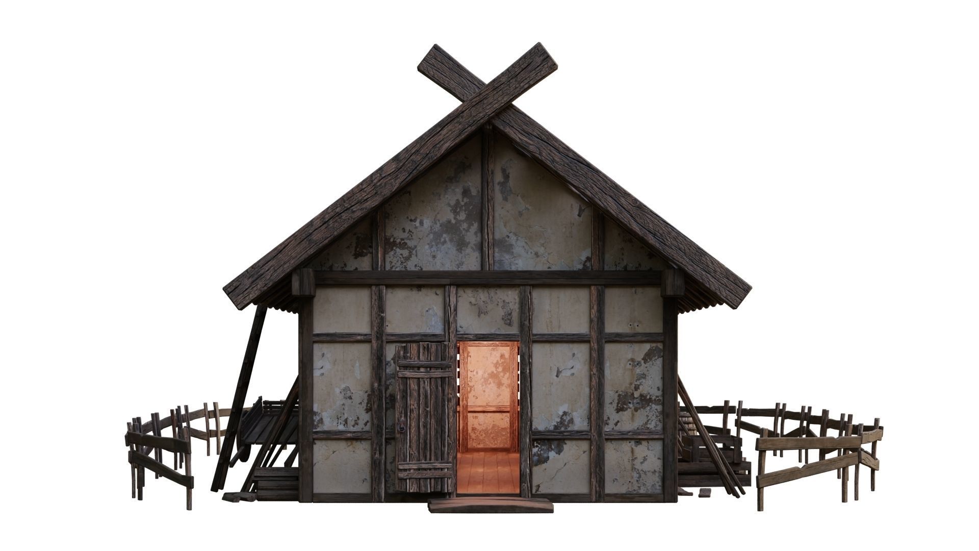 Old Medieval Building House 4K Textures GameReady 54 Low-poly 3D model_2