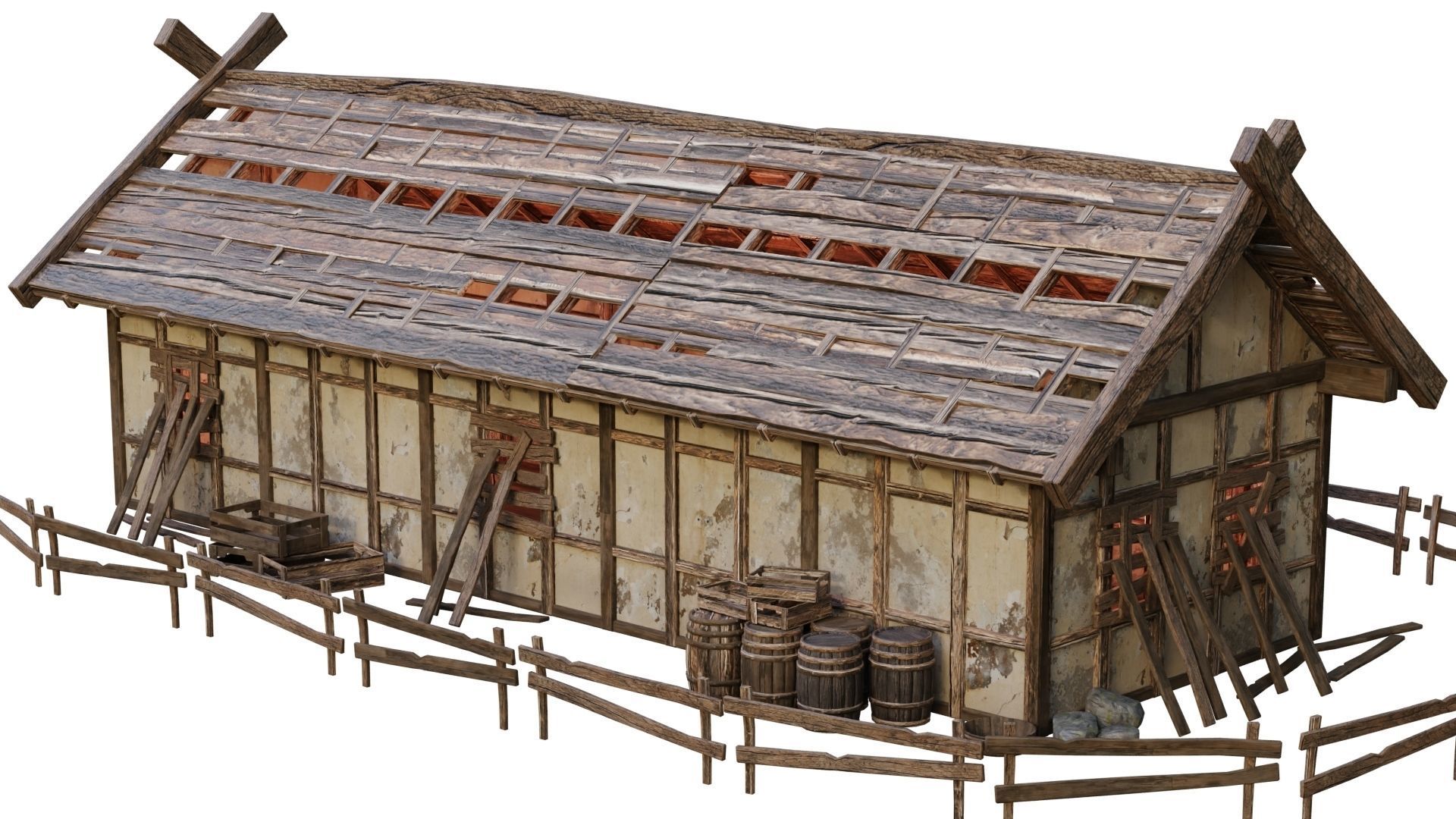 Old Medieval Building House 4K Textures GameReady 54 Low-poly 3D model_12