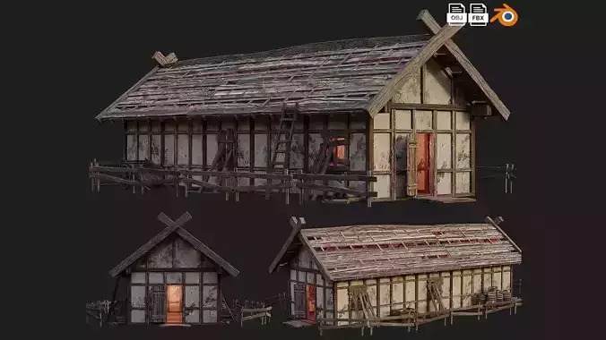 Old Medieval Building House 4K Textures GameReady 54