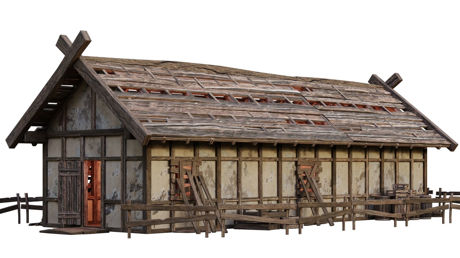 Old Medieval Building House 4K Textures GameReady 54 Low-poly 3D model_10