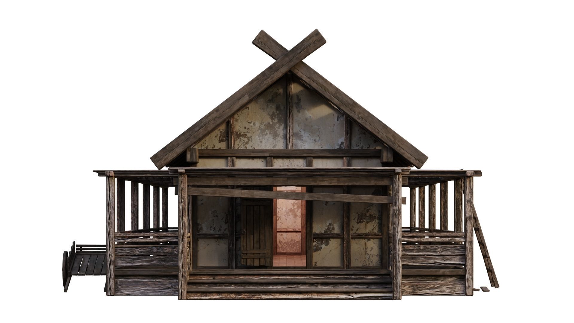 4 Old Medieval Building House Pack 4K Tex GameReady 53 to 56 Low-poly 3D model_48