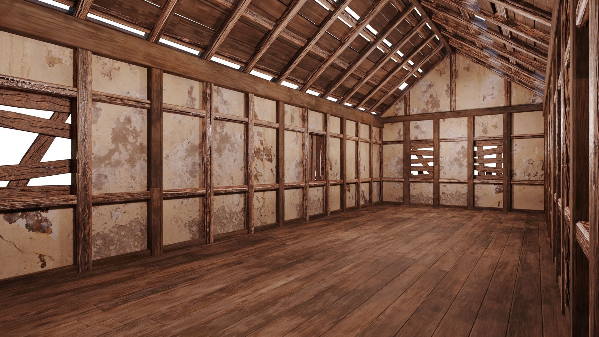 4 Old Medieval Building House Pack 4K Tex GameReady 53 to 56 Low-poly 3D model_43